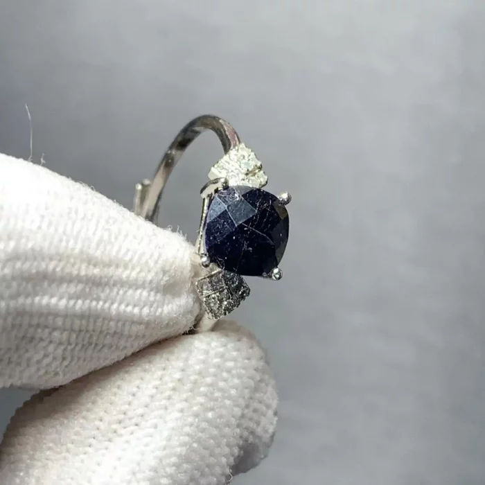 Vintage Natural sapphire Ring For Women Copper Simple Fine Jewelry Stone Gemstone Classic Style - Image 5