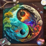 Tarot Card Tablecloth Altar Cloth Moon Planets Tarot Tablecloth For Spread Tarot Reading Waterfall Scenery Wall Decor Tapestry