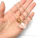 Heart Shape Natural Clear Quartz Perfume Bottle Pendant Necklace Women Essential Oil Diffuser Charms for Jewerly Party Gift - Image 4