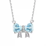 925 Sterling Silver Set Natural Aquamarine Bowknot Pendant Chain Necklaces Blue Stone Jewelry Girlfriend Birthday Gifts Bijoux - Image 4