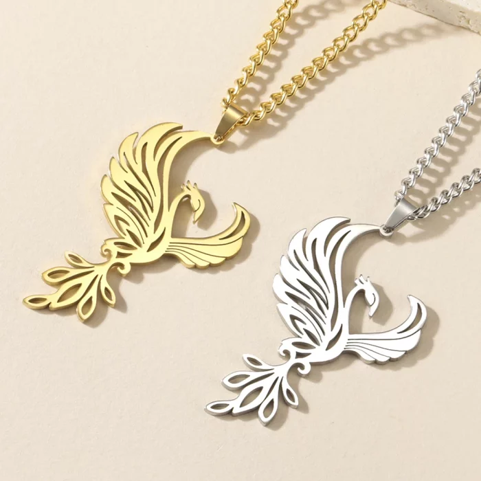 Dawapara Mythological Animals Phoenix Necklace Powerful Totem Celtics Crescent Moon Protection Amulet Stainless Steel Jewelry - Image 5