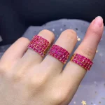 Fine Jewelry Natural Ruby Band Ring for Daily Wear 3mm*3mm Natural Ruby Ring Solid 925 Silver Simple Ring Gift