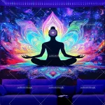 Blacklight Tapestry Seven Chakra Yoga Meditation Tapestry UV Reactive Black Light Poster Lotus Spiritual Wall Hanging For Room - Image 4