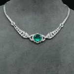 Wong Rain Vintage 100% 925 Sterling Silver 14*16 MM Oval Cut Emerald High Carbon Diamond Gemstone Pendant Necklace Fine Jewelry - Image 7