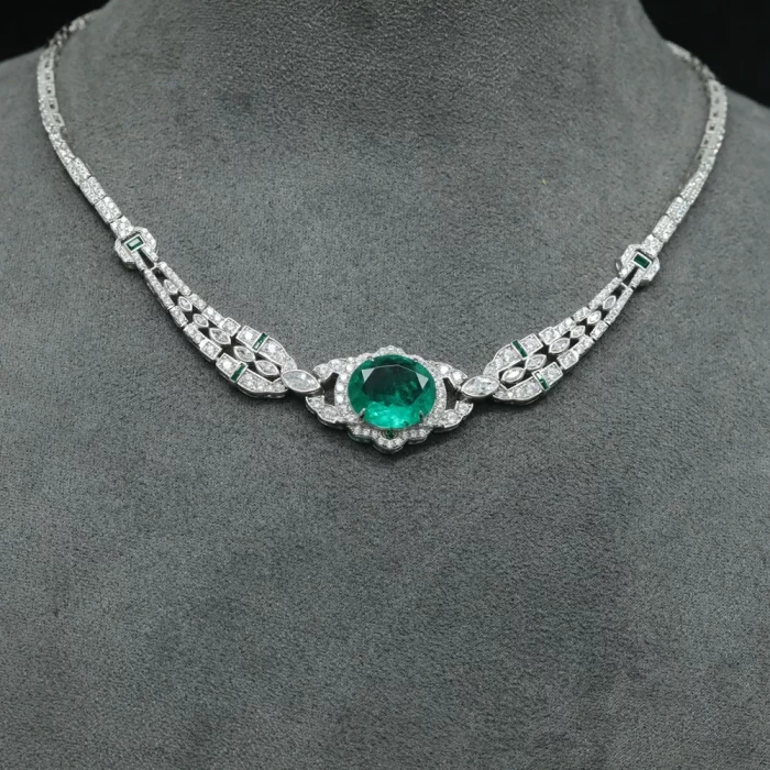 Wong Rain Vintage 100% 925 Sterling Silver 14*16 MM Oval Cut Emerald High Carbon Diamond Gemstone Pendant Necklace Fine Jewelry - Image 7