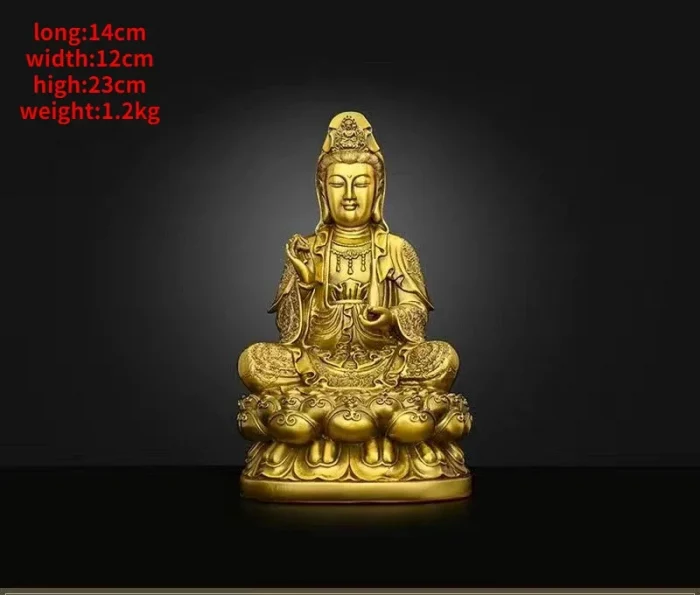 Lucky Copper South Sea Goddess of Mercy Buddha Statue Ornaments Home Sculptures - Image 7