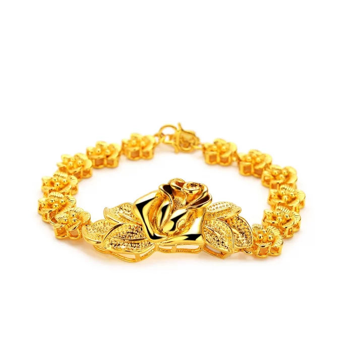 Luxury 24K 9999 Pure Gold Bracelet Women's Bracelet Flower Fashion Geometric Women's Personalized Watch Chain - Image 7