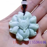 Green Natural Real Jade Nine tailed Fox Pendant Necklace Fashion Accessories Gemstones Chinese Talismans Carved Jewelry - Image 5