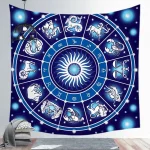Blue Tarot Tapestry Wheel Zodiac Astrology Chart Wall Hanging Scarf Altar cloth tarot cloth tarot deck Sun and Moon Home Decor - Image 6