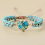 Amethyst Heart-shaped Double-layer Bohemian Boho Hand Woven Natural Stone Beads Adjustable Beaded Bracelet for Women Fashion - Image 4