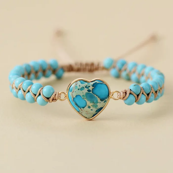 Amethyst Heart-shaped Double-layer Bohemian Boho Hand Woven Natural Stone Beads Adjustable Beaded Bracelet for Women Fashion - Image 4