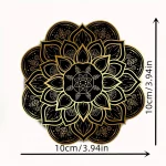 Set of 6 2D Black and Gold Mandala Theme Pattern Art Coasters Round Wooden Heat ResistantNon-SlipHomeDecorGiftMulti-Functional - Image 7