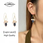 GLSEEVO Natural lapis lazuli Pearl Temperament Drop Earrings Women Girls Party Gift Original Design Luxury Jewellery Gift GE0988 - Image 6