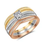 18K Multi Gold Ring 3pc Set for Women Natural Diamond with Diamond Jewelry Anillos De Bizuteria Anillos Mujer Gemstone Rings Box - Image 2