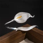 Retro S925 Sterling Silver Simplicity Calla Lily Bracelet for Women Fine Fashion Party Weddings Jewelry Personality Design - Image 2