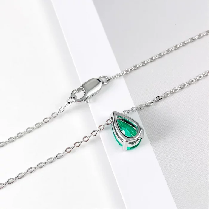 Serenity 1ct Pear Cut Natural Colombian Emeralds/Ruby Pendant Necklace for Women Gift S925 Sterling Silver Moissanite Necklace - Image 3