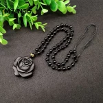 Obsidian Rose Pendant Personalized Black Rose Hand-carved Fashion Couple Rose Pendant High-grade Gifts - Image 6