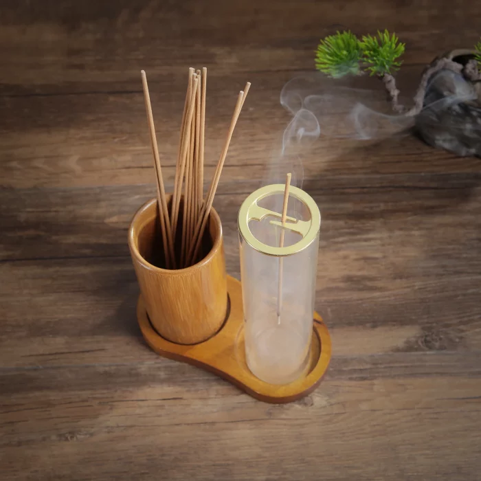 2 in 1 Incense Holder for Sticks Anti-Ash Flying Incense Burne with Glass Ash Catcher and Bamboo Incense Sticks Organizer - Image 5