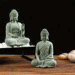 Buddha Statue Fish Tank Decoration Mini Buddhism Figurine Desk Topper Tablescape Decor Home Zen Statue Green Sandstone Thailand - Image 2