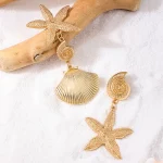 Vintage Metallic Exaggerate Shell Starfish Women Earrings Geometric Trendy Fashion Jewelry Personality Exquisite Unique RG0045 - Image 6