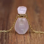 Natural Stone Perfume Bottle Pendant Necklace Rose Quartzs Lapis Lazulis Necklace For Jewelry Gift Length 66+5cm Size 16x33mm - Image 7