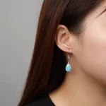 New Fashion Women Streamlined Long 925 Sterling Silver Jewelry Girl Natural Precious Larimar Earrings - Image 6
