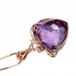 18K Gold-Plated Heart Amethyst Pendant Plated Colored Gemstone Natural Purple Diamond Necklace Fashion Jewelry - Image 2