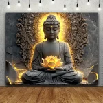 Big Buddha tapestry lotus yoga meditation tapestry dark lotus suitable for bedroom living room dormitory decoration - Image 4