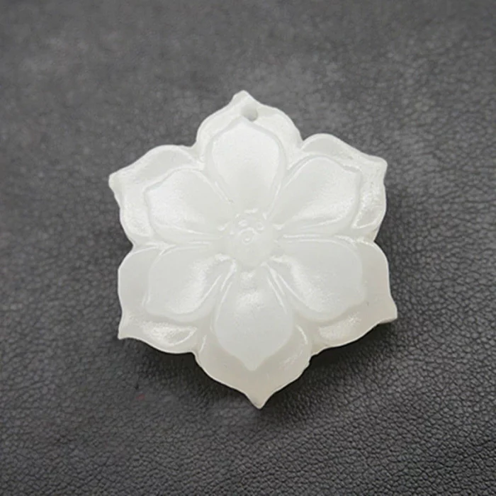 Natural Chinese White Jade Rich Flower Pendant Hand-carved Ladies Flower Necklace Fashion Luxury Jewelry Girlfriend Mom Gift - Image 4