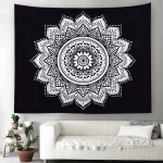 Hot Stamping Yin Yang Mandala Tapestry Home Decor Black Wall Hanging Gossip Tapestry Cloth Fabric Tapestries Blanket Beach Towel - Image 4