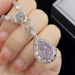 Brilliant Cutting Purple Amethyst Gemstones Diamonds Water Drop Pendant Necklace Woman Evening Party Fine Jewelry Sets Gifts - Image 2