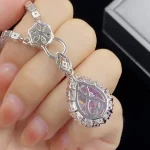 Brilliant Cutting Purple Amethyst Gemstones Diamonds Water Drop Pendant Necklace Woman Evening Party Fine Jewelry Sets Gifts