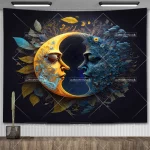 Crescent Moon Mandala Sun Tapestry Tapestry Wall Hanging Bohemian Witchy Goddess Tapestries Room Decor Home Flags - Image 3