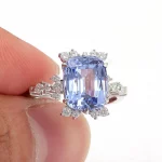 Provence 10K/14K gold cushion cut cornflower blue lab sapphire rings flower gemstone diamond ring Anniversary Birthday gift - Image 6