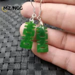 Original Natural Green Jade Earrings 925 Silver Inlaid Jadeite Ear Line Beautiful Exquisite Fashion Ladies Jewelry Mascot Gift - Image 4