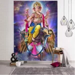 Indian Buddha Art Tapestry Still Life Oil Painting Printing Wall Hanging Datura Home Wall Decoration Background Fabric Blanket - Image 4
