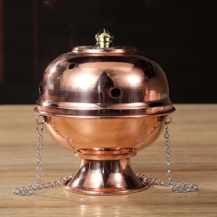 Multifunctional Hanging Incense Burner Red Copper Engraved Stupa Aromatherapy Stove Meditation Smoke Furnace Altars Decorative - Image 2