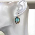Emerald Earrings Luxury Green Crystal Earrings Big Gem Earrings Women's Black Zircon Jewelry Women's Fashion Elegant Earrings - Image 3