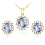 Trend Princess Diana Blue Aquamarine Jewelry Set For Women Oval Stone 8*10mm Earrings And Necklace 925 Silver Luxury Jewellery - Image 2