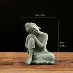 Buddha Statue Fish Tank Decoration Mini Buddhism Figurine Desk Topper Tablescape Decor Home Zen Statue Green Sandstone Thailand - Image 5