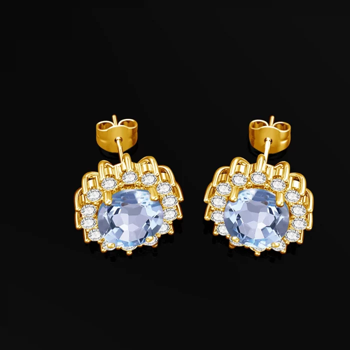 Trend Princess Diana Blue Aquamarine Jewelry Set For Women Oval Stone 8*10mm Earrings And Necklace 925 Silver Luxury Jewellery - Image 4