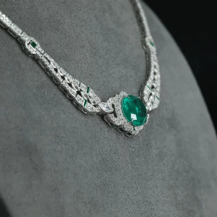 Wong Rain Vintage 100% 925 Sterling Silver 14*16 MM Oval Cut Emerald High Carbon Diamond Gemstone Pendant Necklace Fine Jewelry - Image 4