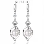 ALIZERO 925 Sterling Silver AAA Zircon Natural Pearl Earrings For Women Fashion Gorgeous Wedding Engagement Party Jewelry - Image 7