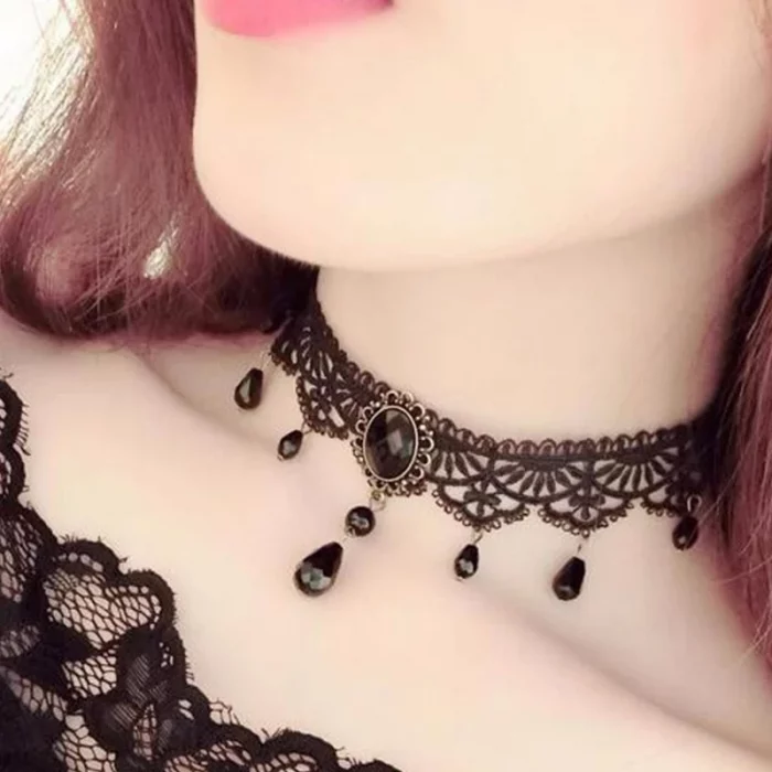 New Sexy Gothic Chokers Crystal Black Lace Neck Choker Necklace Vintage Victorian Women Chocker Steampunk Jewelry - Image 7