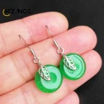 Original Natural Green Jade Earrings 925 Silver Inlaid Jadeite Ear Line Beautiful Exquisite Fashion Ladies Jewelry Mascot Gift - Image 2
