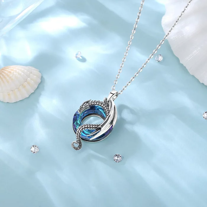 Eudora Real 925 Sterling Silver Dragon Neckalce for Women Luxury Austrian Crystal Cool Dragon Pendants Necklaces Trendy Jewelry - Image 4