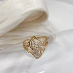 Kinel New Fine Curve Women Rings 585 Rose Gold With Micro Wax Inlay Natural Zircon Ethnic Bride Ring Unique Fashion Jewelry - Image 4