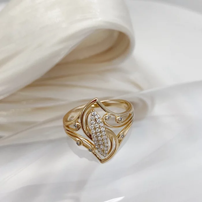 Kinel New Fine Curve Women Rings 585 Rose Gold With Micro Wax Inlay Natural Zircon Ethnic Bride Ring Unique Fashion Jewelry - Image 4