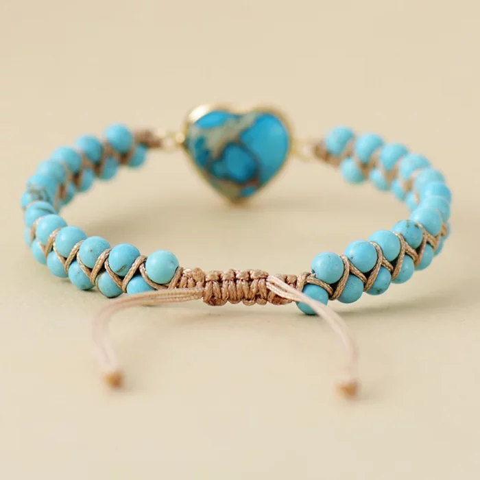 Amethyst Heart-shaped Double-layer Bohemian Boho Hand Woven Natural Stone Beads Adjustable Beaded Bracelet for Women Fashion - Image 5