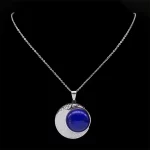 Lapis Lazuli Natural Stone Viking Witch Celtic Knot Triquetra Pentagram Necklace Stainless Steel Amulet Necklaces Jewelry N8459S - Image 3